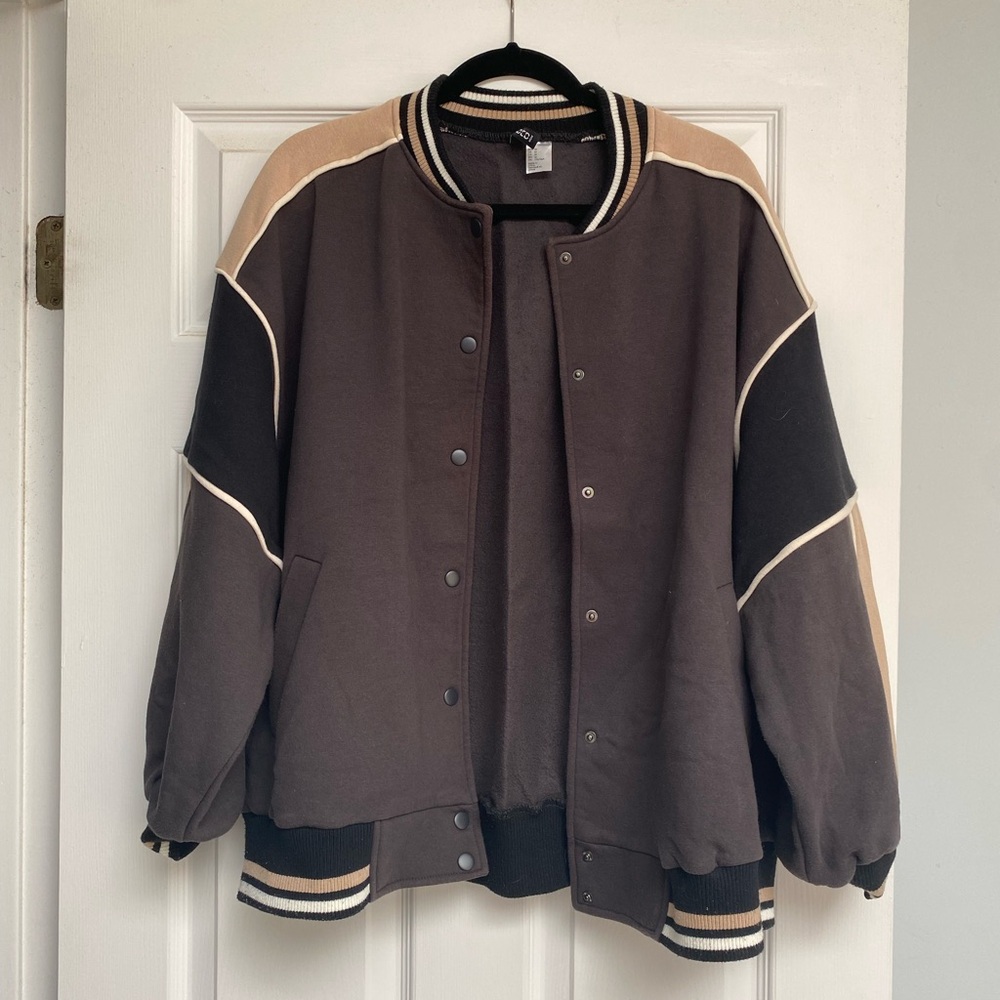 Baggy Brown and Tan Varsity Jacket
